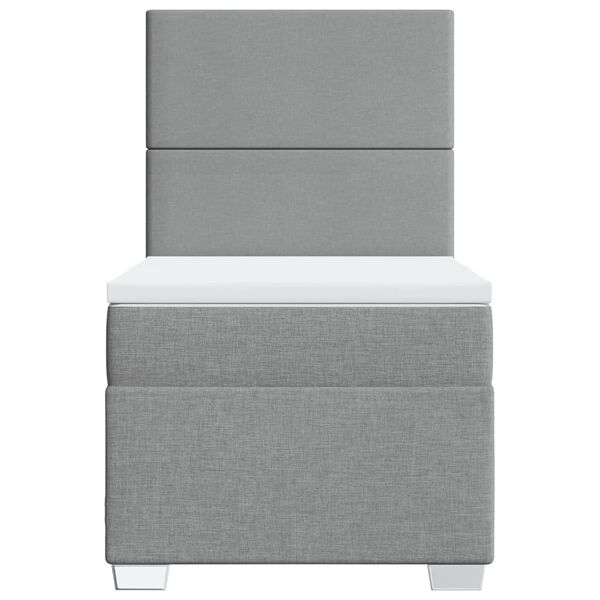 vidaXL Sommier &agrave; lattes de lit avec matelas Gris clair 90x200 cm Tissu
