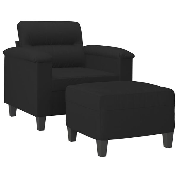 vidaXL Fauteuil avec repose-pied Noir 60 cm Tissu microfibre
