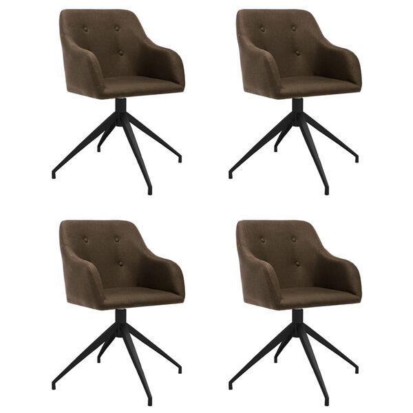vidaXL Chaises pivotantes &agrave; manger lot de 4 marron fonc&eacute; tissu