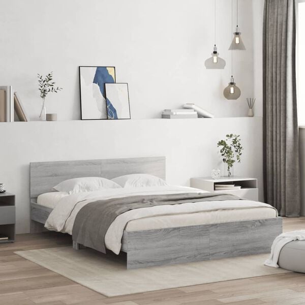 vidaXL Cadre de lit sans matelas sonoma gris 140x200 cm