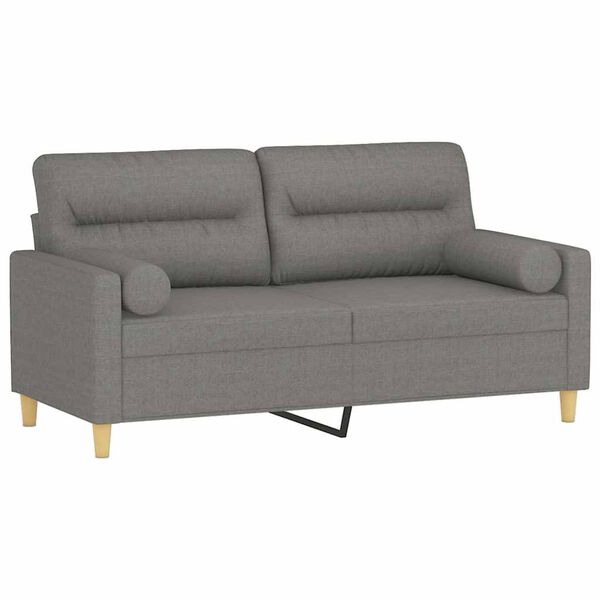 vidaXL Canap&eacute; 2 places et oreillers et coussins Gris fonc&eacute; 140cm Tissu