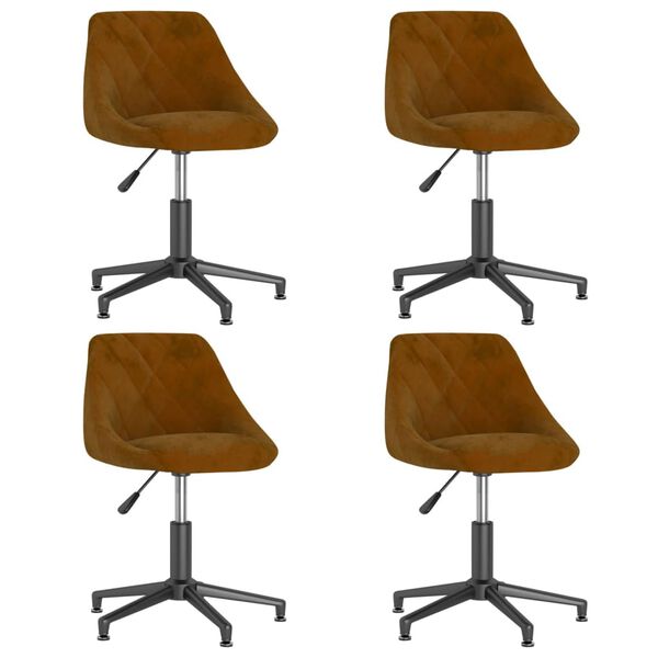 vidaXL Chaises pivotantes &agrave; manger lot de 4 marron velours