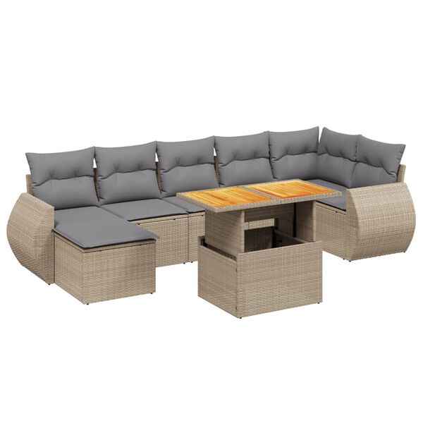 vidaXL Salon de jardin avec coussins 8 pcs beige r&eacute;sine tress&eacute;e