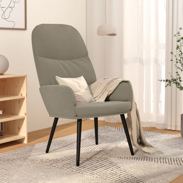 vidaXL Chaise de relaxation Gris clair Velours