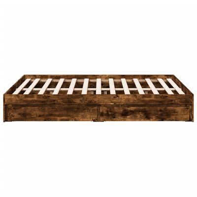 vidaXL Cadre de lit à tiroirs chêne fumé 135x190 cm bois d'ingénierie