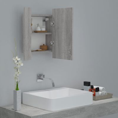 vidaXL Armoire à miroir LED de salle de bain sonoma gris 40x12x45 cm