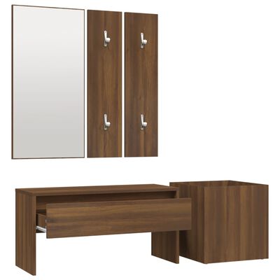 vidaXL Ensemble de meubles de couloir Chêne marron Bois d'ingénierie