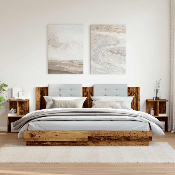 vidaXL Tables de chevet 2 pcs vieux bois 35x35x55 cm bois d'ing&eacute;nierie