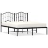 vidaXL Cadre de lit m&eacute;tal sans matelas avec t&ecirc;te de lit noir 150x200cm