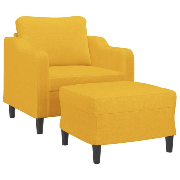 vidaXL Fauteuil avec repose-pied Jaune clair 60 cm Tissu