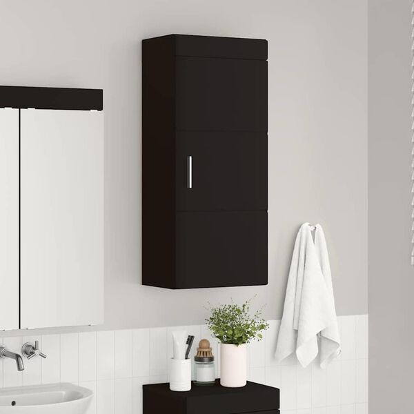 vidaXL Armoire murale de salle de bain TULUM Noir 37 x 24,5 x 86 cm