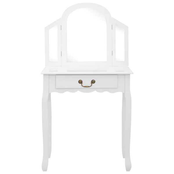 vidaXL Coiffeuse et tabouret Blanc 65x36x128 cm Bois de paulownia MDF