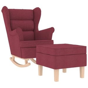 vidaXL Chaise &agrave; bascule avec repose-pied Rouge bordeaux Tissu