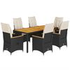 vidaXL Ensemble &agrave; manger de jardin coussins 7pcs Noir R&eacute;sine tress&eacute;e