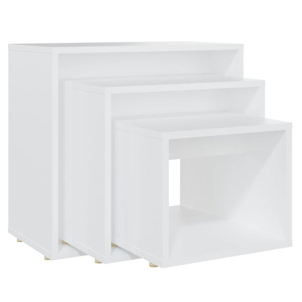 vidaXL Tables gigognes 3 pcs Blanc Aggloméré