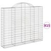 vidaXL Paniers &agrave; gabions arqu&eacute;s 15 pcs 200x30x160/180 cm Fer galvanis&eacute;