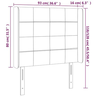 vidaXL Tête de lit à LED Noir 93x16x118/128 cm Velours