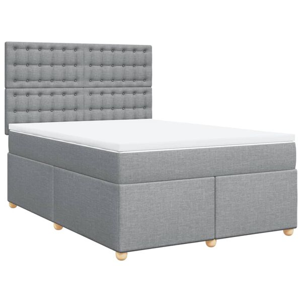 vidaXL Sommier &agrave; lattes de lit avec matelas Gris clair 140x200cm Tissu