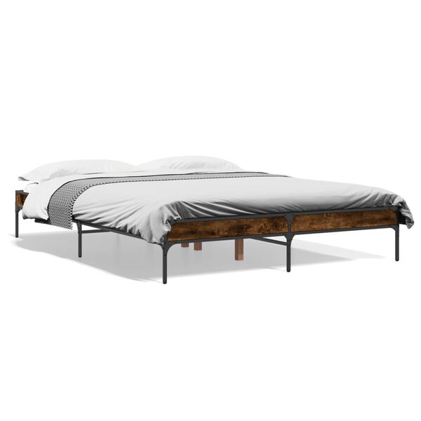 vidaXL Cadre de lit sans matelas chêne fumé 150x200 cm