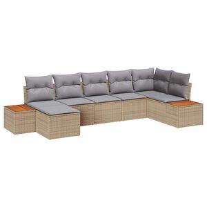 vidaXL Ensemble de canap&eacute; de jardin avec coussin 7 pcs Beige polyrotin