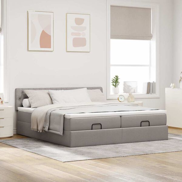 VidaXL Cadre de lit ottoman avec matelas taupe 160x200 cm tissu