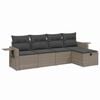 vidaXL Salon de jardin 5 pcs avec coussins gris r&eacute;sine tress&eacute;e