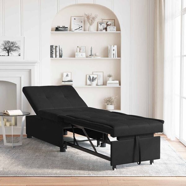 vidaXL Canap&eacute;-lit escamotable 67cm Noir Microfibre