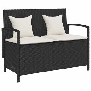 vidaXL Banc de rangement de jardin avec coussin noir r&eacute;sine tress&eacute;e