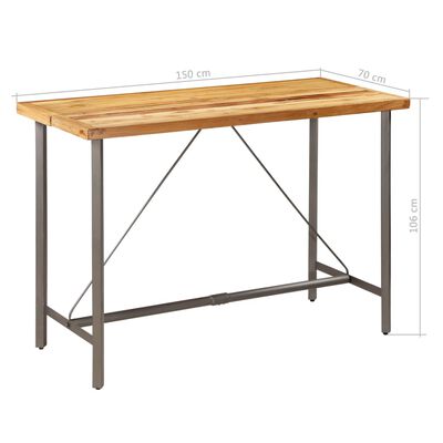 vidaXL Table de bar Teck recyclé massif 150x70x106 cm