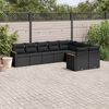 vidaXL Salon de jardin 9 pcs avec coussins noir r&eacute;sine tress&eacute;e
