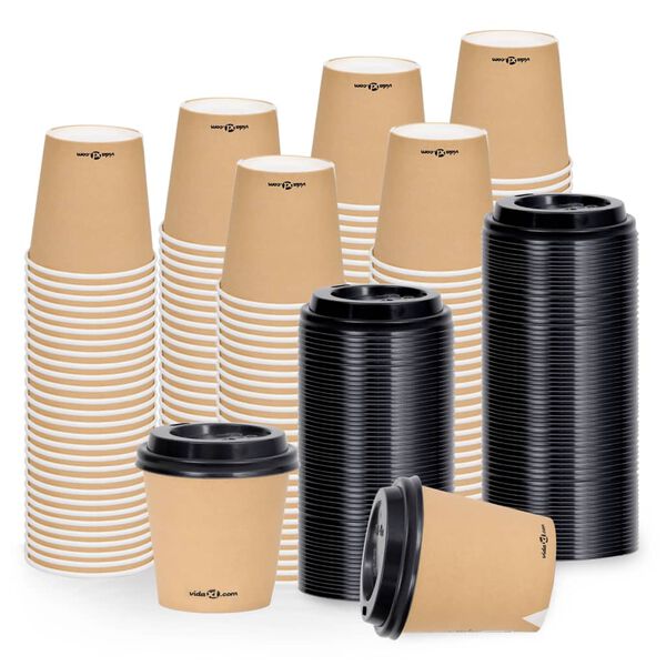 vidaXL Tasses &agrave; caf&eacute; en papier avec couvercles 120 ml 250 pcs Marron