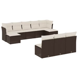 vidaXL Salon de jardin 10 pcs avec coussins marron r&eacute;sine tress&eacute;e