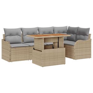 vidaXL Ensemble de canap&eacute; de jardin 6 pcs Beige Poly rotin