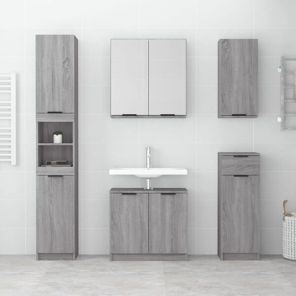 vidaXL Armoire de bain Sonoma gris 32x34x188,5 cm Bois d'ingénierie