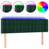 vidaXL T&ecirc;te de lit &agrave; LED Vert fonc&eacute; 147x16x78/88 cm Velours