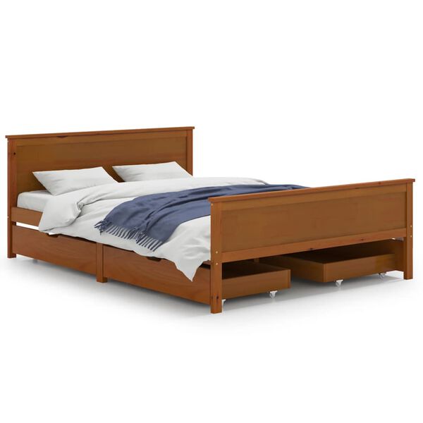 vidaXL Cadre de lit sans matelas marron miel bois massif 140x200 cm