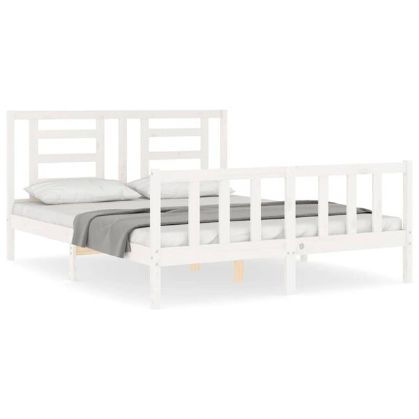 vidaXL Cadre de lit sans matelas blanc 160x200 cm bois de pin massif