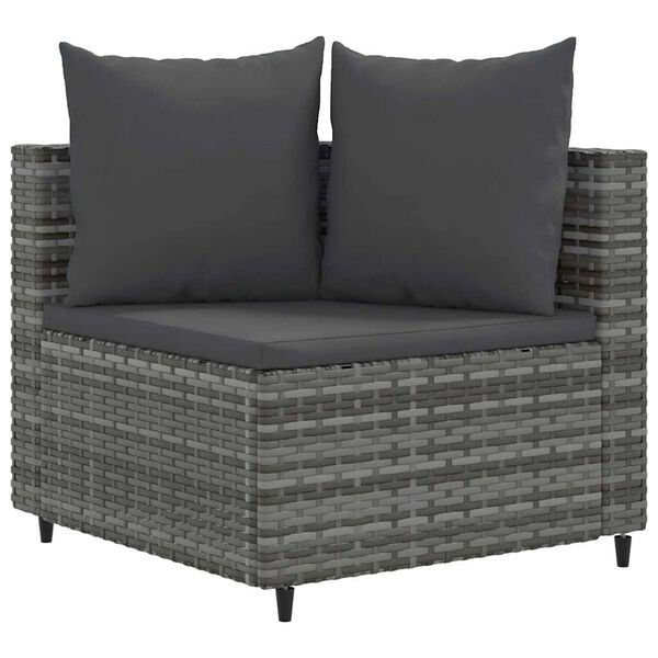vidaXL Salon de jardin 5 pcs avec coussins gris résine tressée