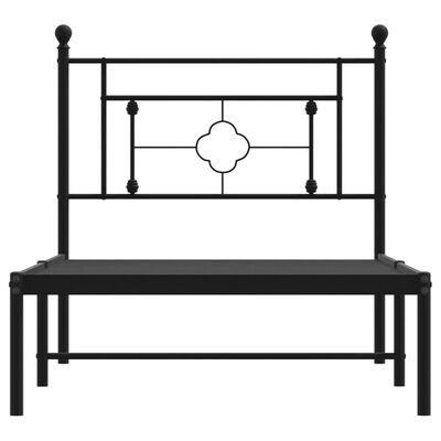 vidaXL Cadre de lit métal sans matelas avec tête de lit noir 90x190 cm