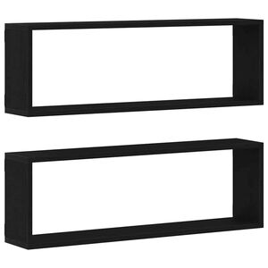 vidaXL &Eacute;tag&egrave;res Murales 2 pc Ch&ecirc;ne noir 80 x 15 x 26 cm