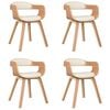 vidaXL Chaises &agrave; manger lot de 4 cr&egrave;me similicuir et bois courb&eacute;