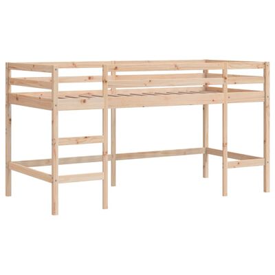 vidaXL Lit mezzanine enfants et rideaux rose 90x200cm bois pin massif