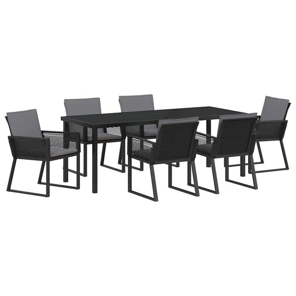 vidaXL Ensemble de salle &agrave; manger pour jardin 7 pcs Noir