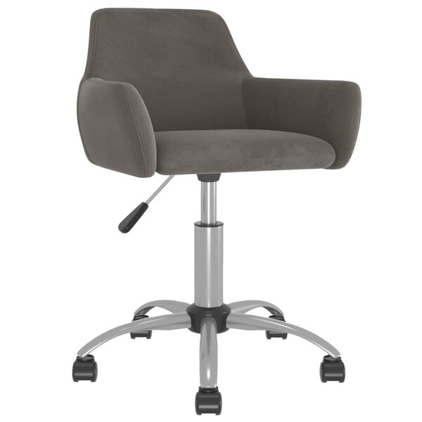 vidaXL Chaise pivotante de bureau Gris fonc&eacute; Velours
