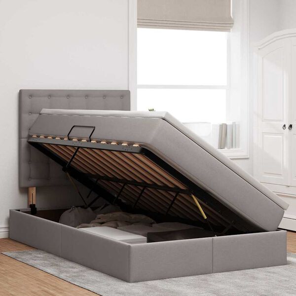 vidaXL Lit avec rangement et matelas Taupe 120 x 200 cm Polyester