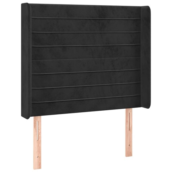 vidaXL T&ecirc;te de lit avec oreilles Noir 83x16x118/128 cm Velours