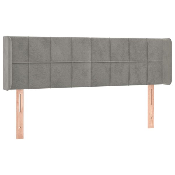 vidaXL T&ecirc;te de lit &agrave; LED Gris clair 147x16x78/88 cm Velours