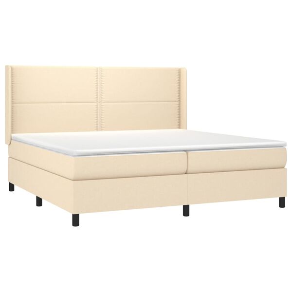 vidaXL Sommier &agrave; lattes de lit matelas LED Cr&egrave;me 200x200 cm Tissu
