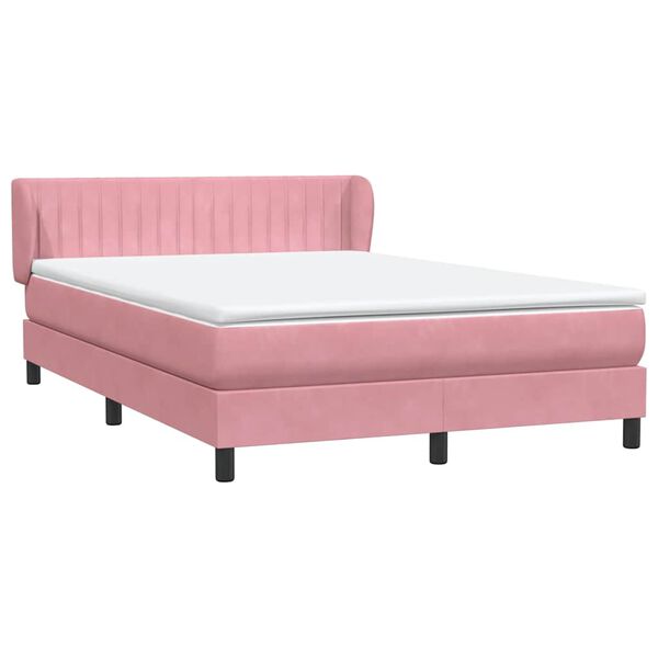 vidaXL Sommier &agrave; lattes de lit avec matelas rose 140x220 cm velours