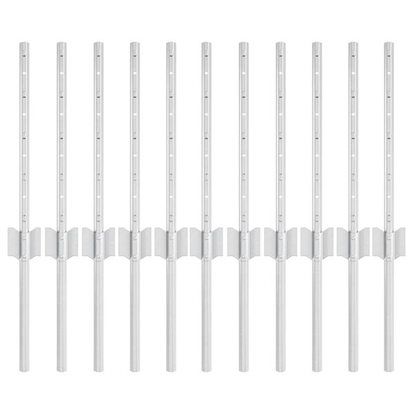 vidaXL Poteau de cl&ocirc;ture. 11 pcs Argent&eacute; 40 cm Acier